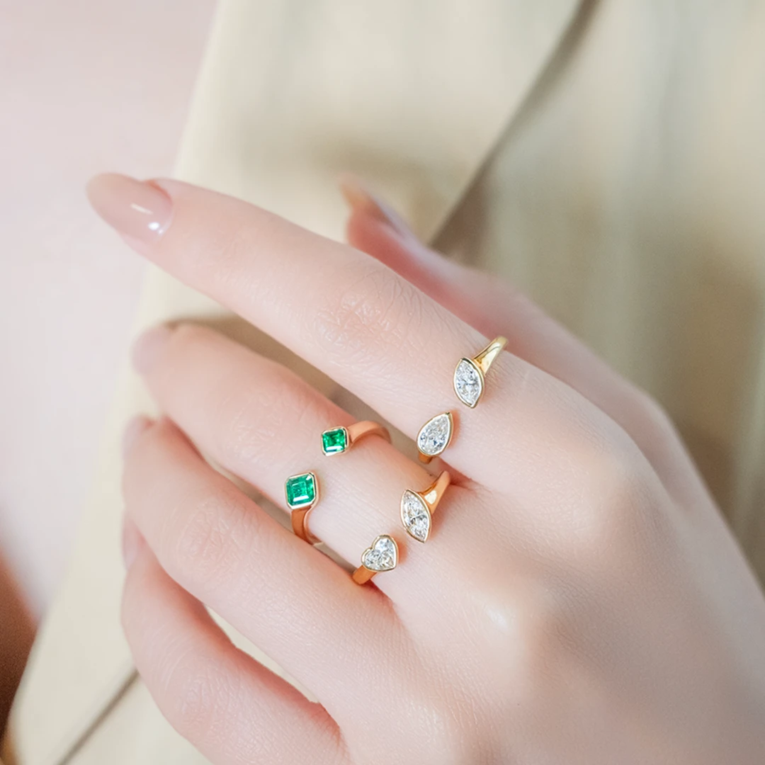 Pear & marquise two-stone open ring